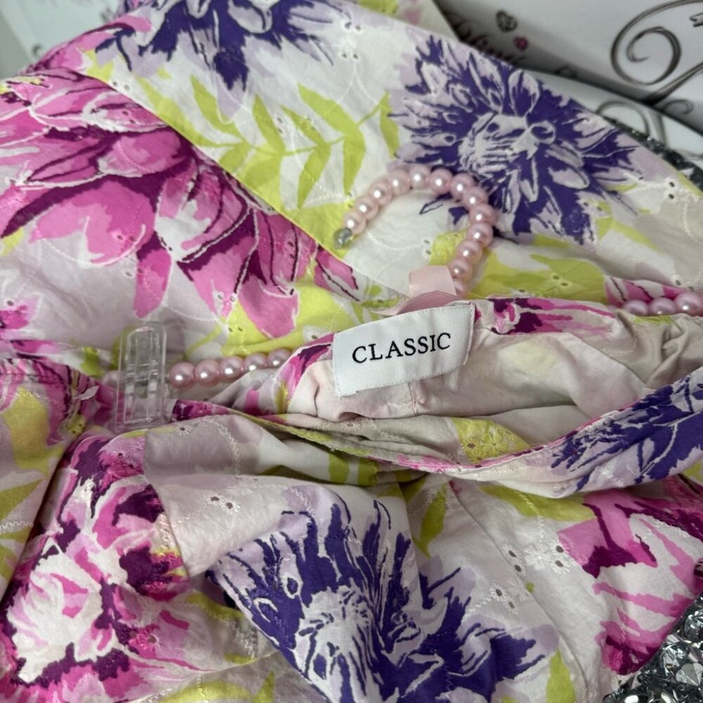 M&S classic skirt crochet pattern throughout flowers white green pink purple - Picture 9 of 11